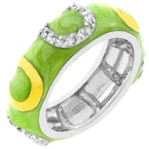 Apple Green Enamel Horseshoe Ring