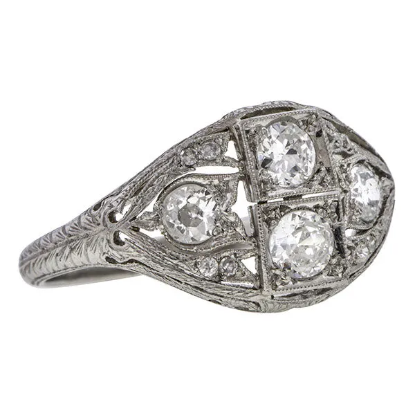 Art Deco Diamond Ring, Old European 0.35ctw.