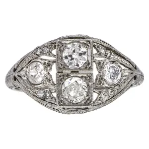 Art Deco Diamond Ring, Old European 0.35ctw.