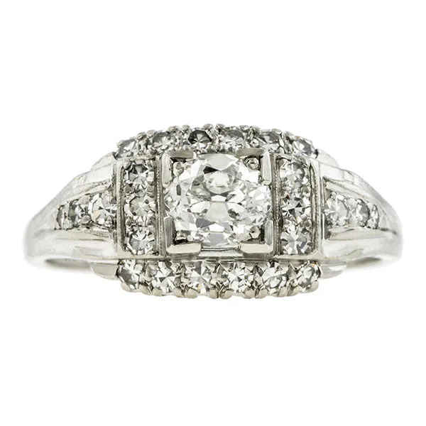 Art Deco Engagement Ring, Oval 0.69ct