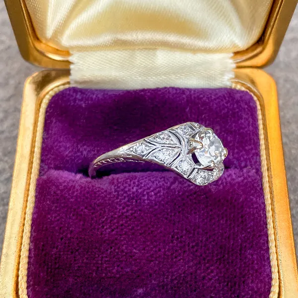 Art Deco Engagement Ring, RBC 0.70