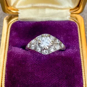 Art Deco Engagement Ring, RBC 0.70