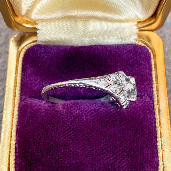 Art Deco Engagement Ring, RBC 0.70