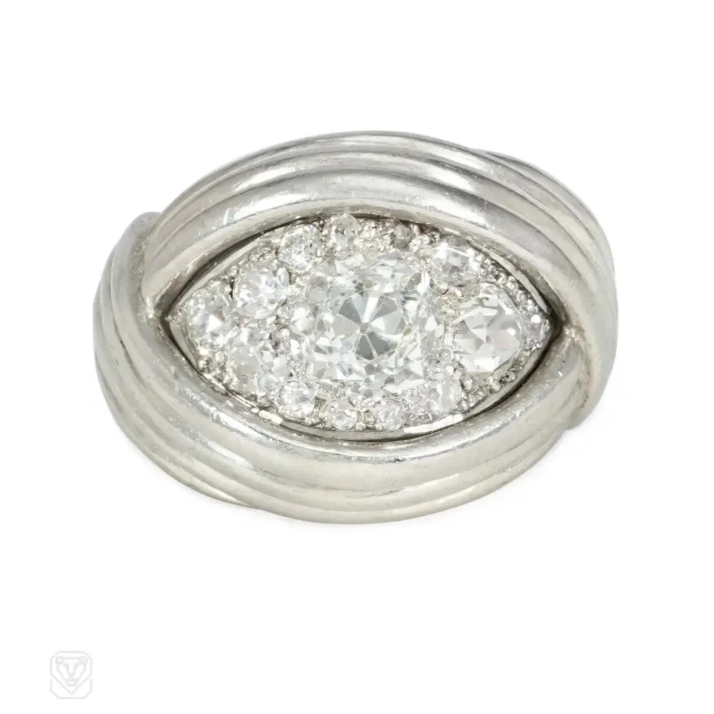 Art Deco French turban style diamond ring