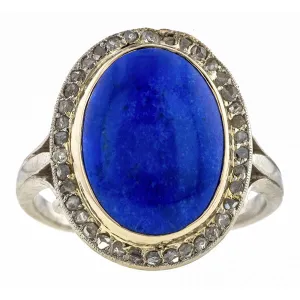 Art Deco Lapis & Diamond Ring