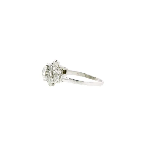 Art Deco Old Euro .95ct Platinum Engagement Ring