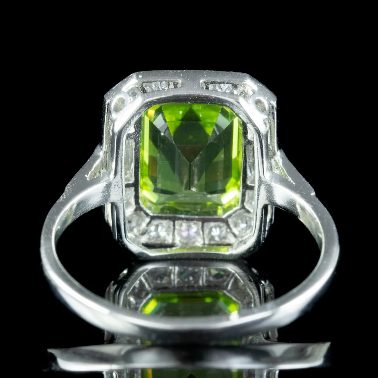 Art Deco Style Peridot Diamond Ring 3ct Peridot