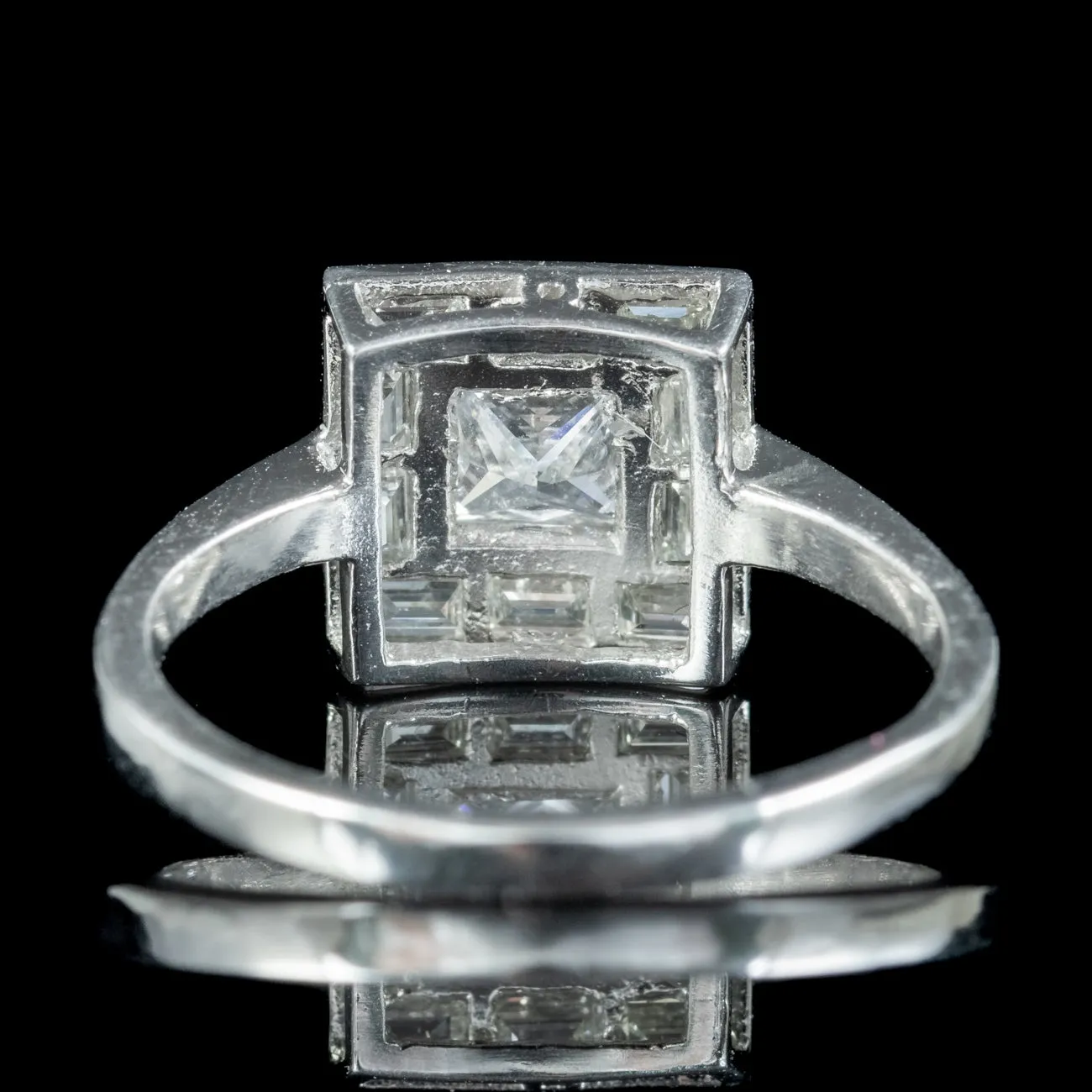 Art Deco Style Square Princess Cut Diamond Cluster Ring 1.60ct Of Diamond