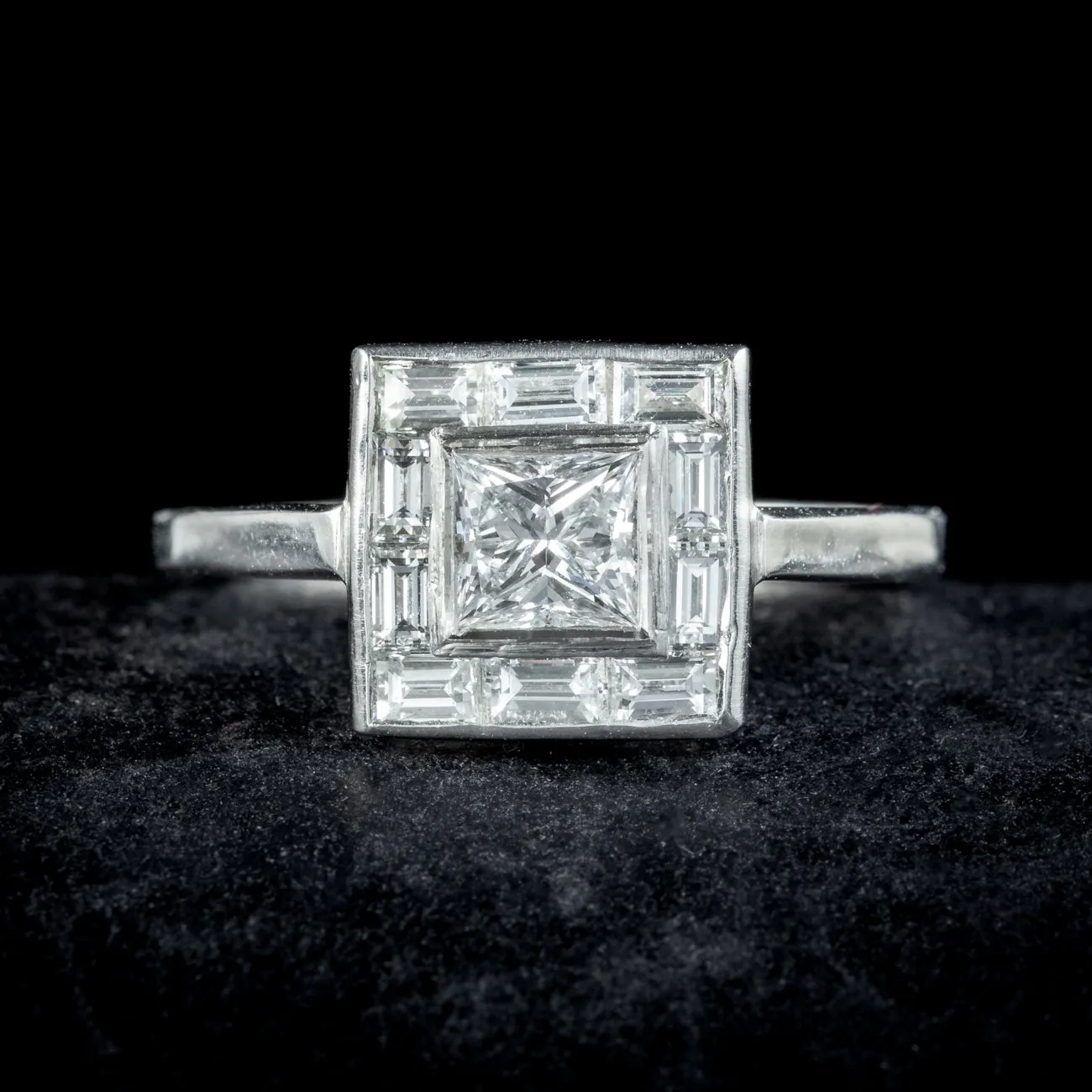 Art Deco Style Square Princess Cut Diamond Cluster Ring 1.60ct Of Diamond