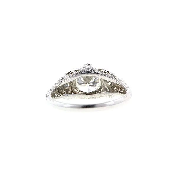 Art Deco TRB 1.20ct Platinum Filigree Engagement Ring