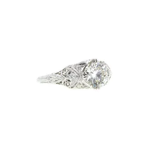 Art Deco TRB 1.20ct Platinum Filigree Engagement Ring