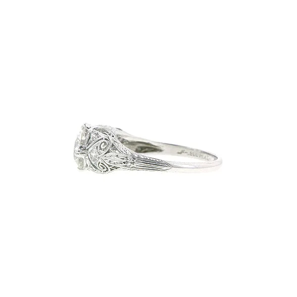 Art Deco TRB 1.20ct Platinum Filigree Engagement Ring