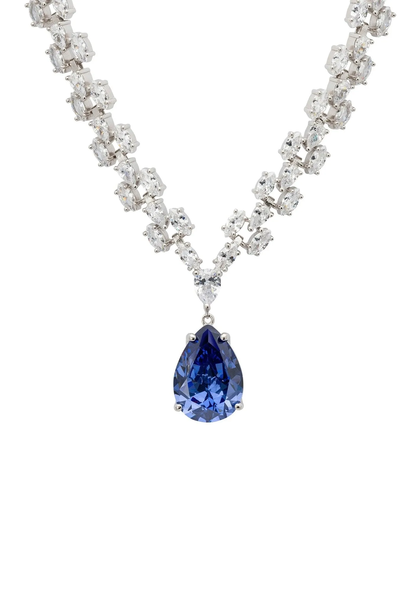 Augusta Tanzanite Gemstone Statement Necklace Silver