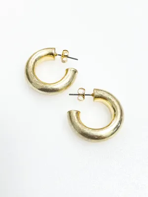 Ava - Brushed Gold Chunky Hoop Earrings