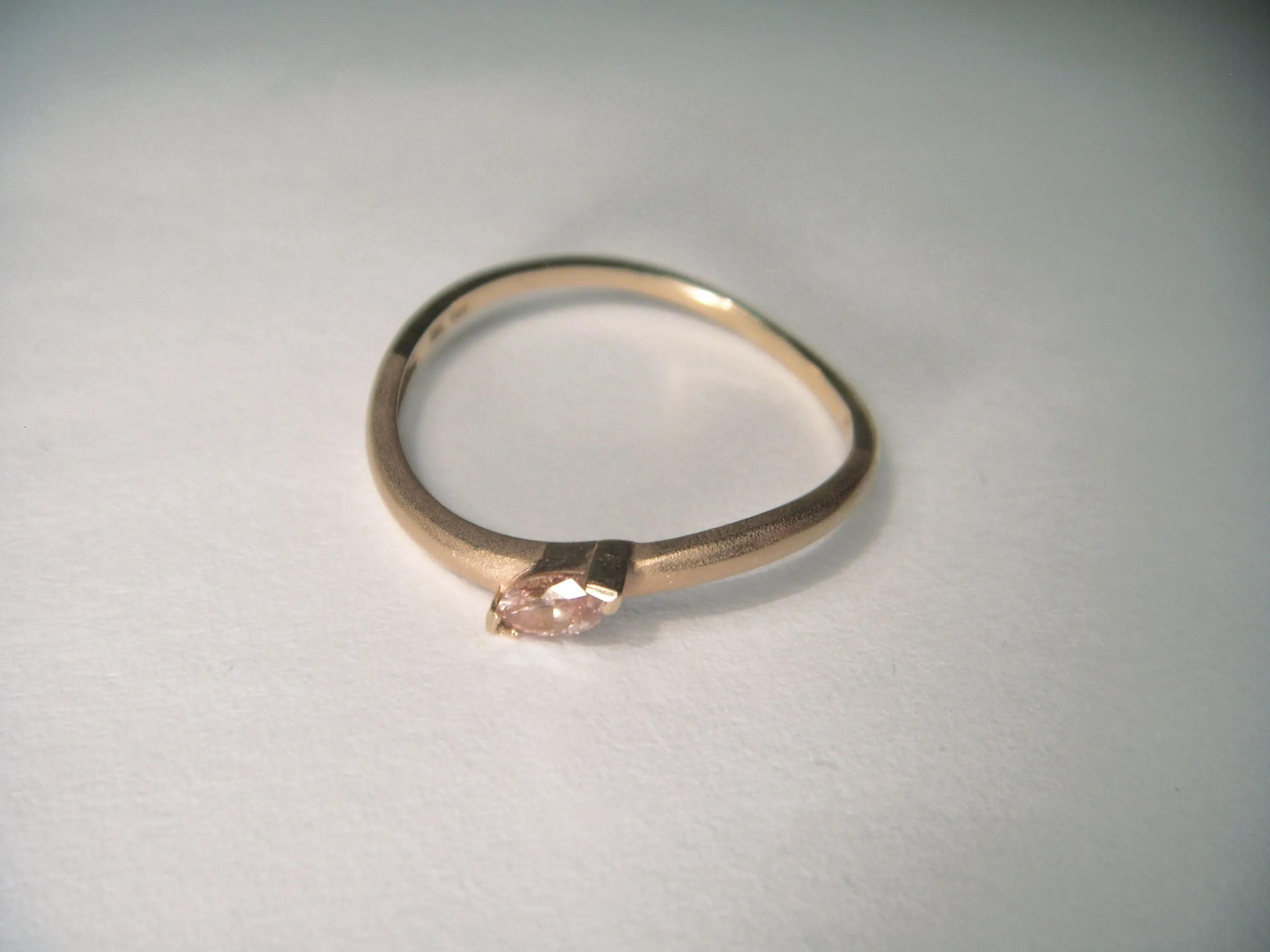 Beautiful 18K Pink Rose Gold Fancy Color Pink Diamond Designer Stacking Band Ring