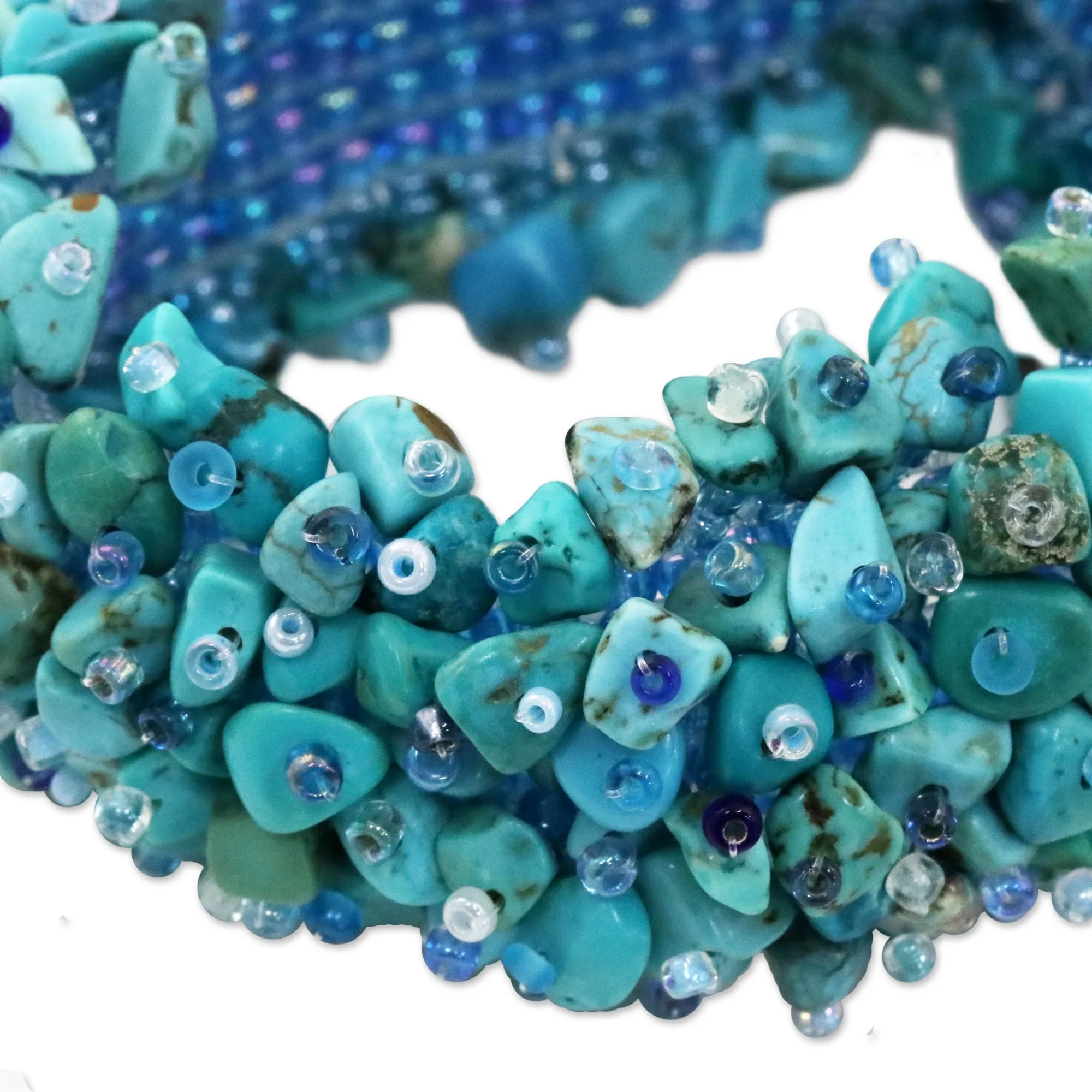 Beauty in Blue Turquoise Glass Beaded Bracelet