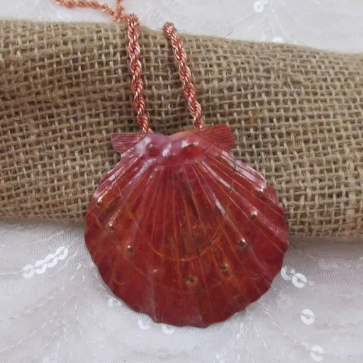 Big Bold Copper Seashell Pendant on Copper Chain Necklace