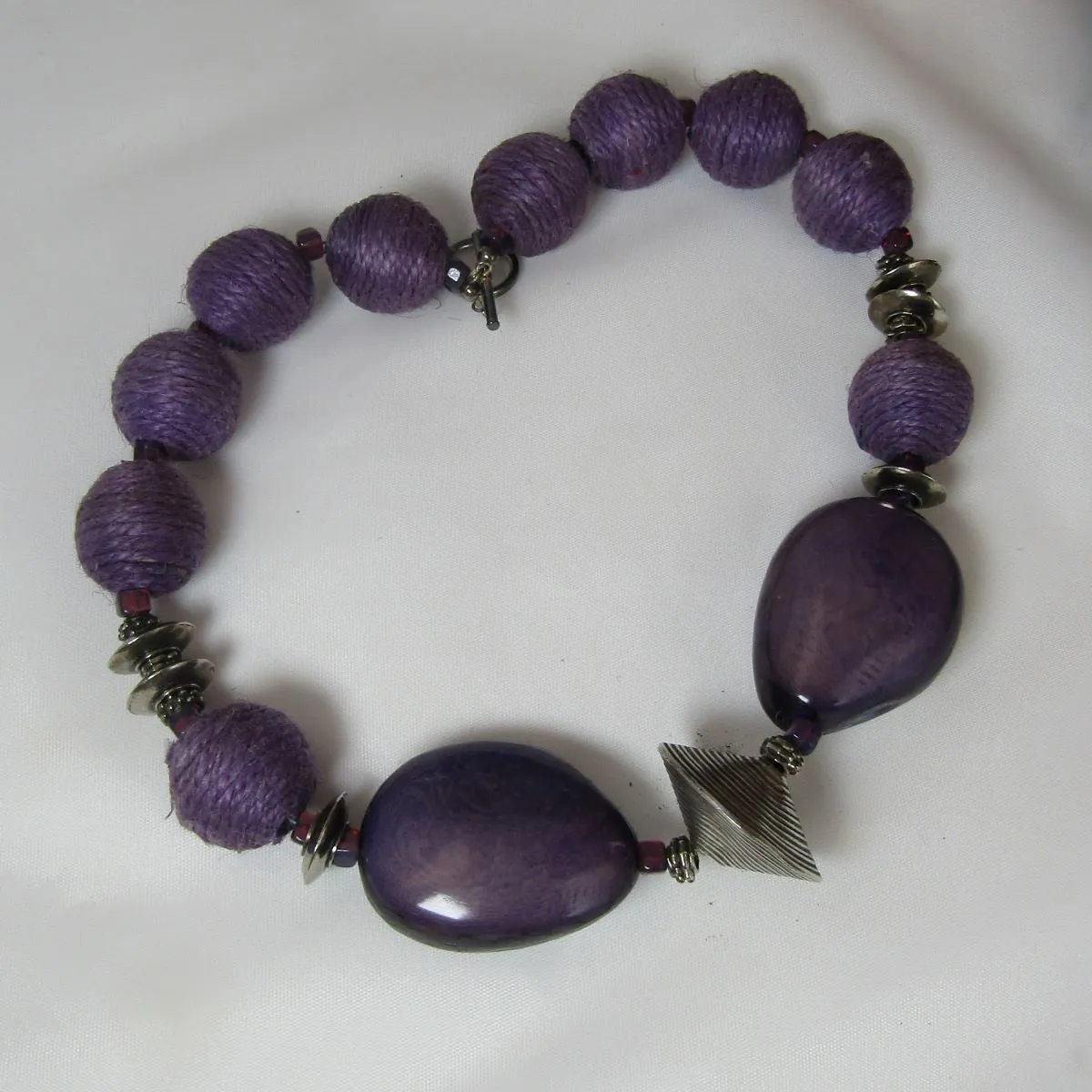 Big Bold Necklace Purple Hemp and Tagua Nut