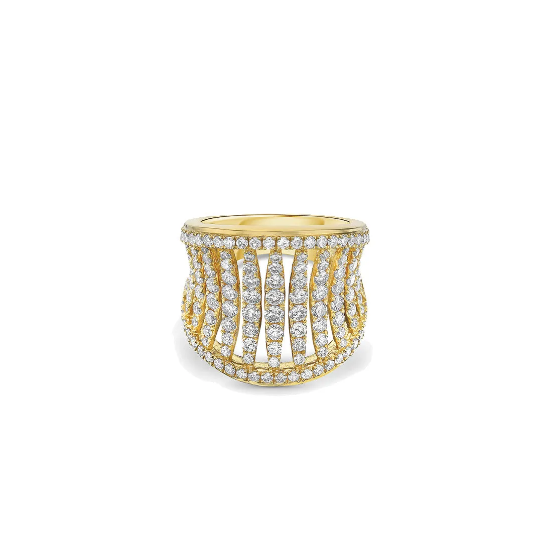 'Birdcage' Ring with Diamonds