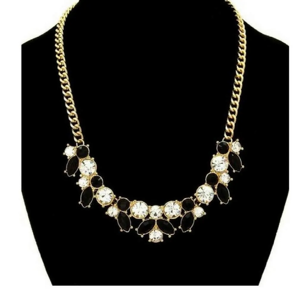 Black and Clear Crystal Statement Necklace