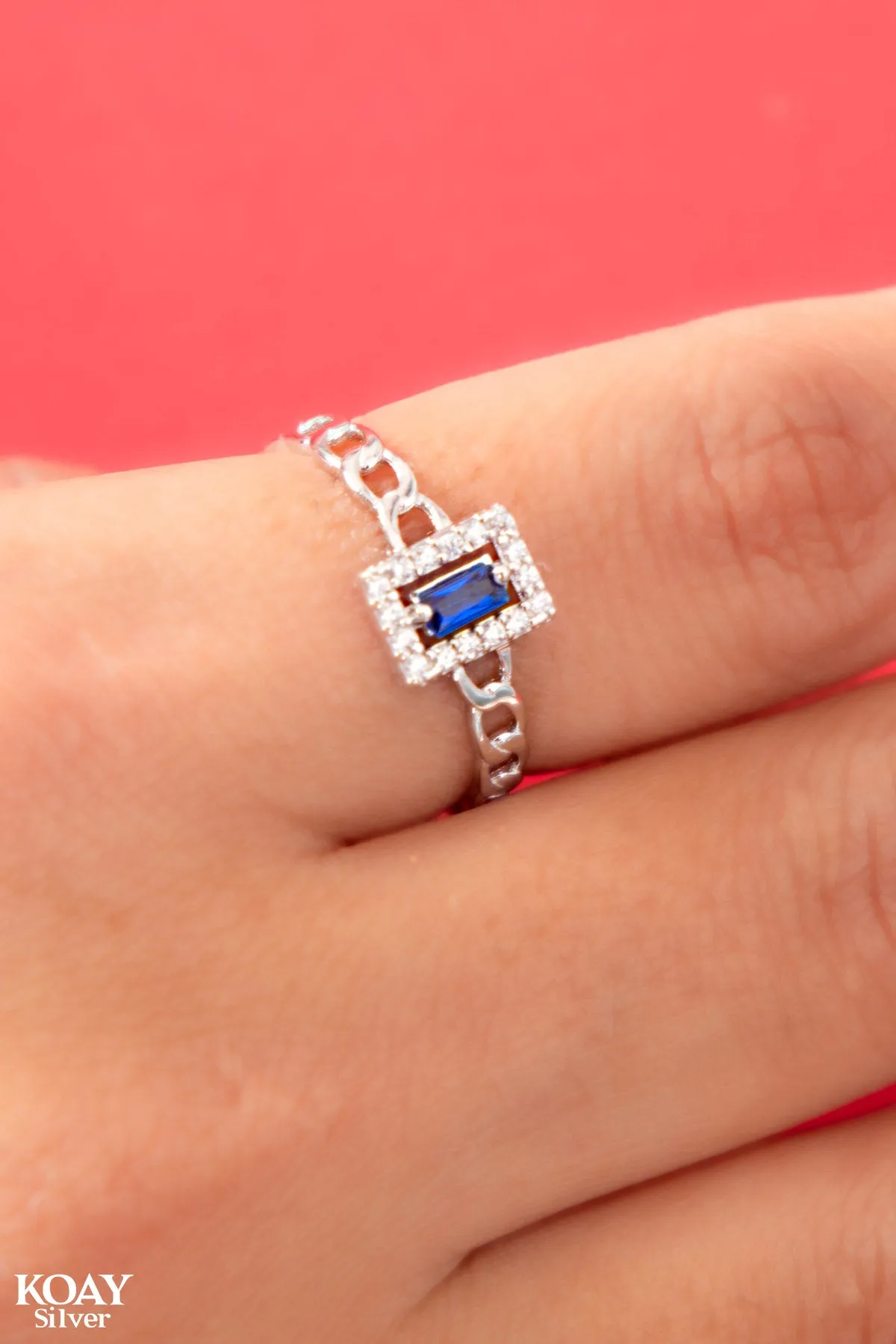 Blue Rectangle Zircon Gourmet Ring