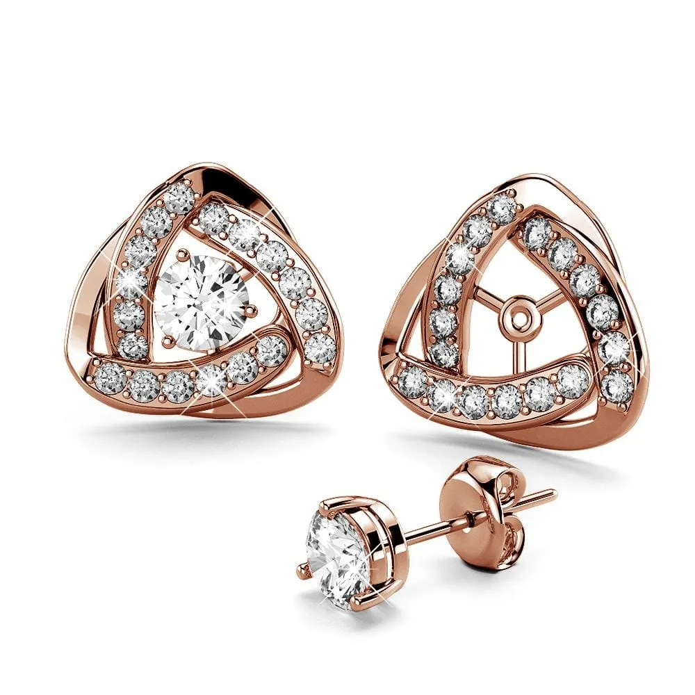 Boxed 2 Pairs Celtic Knot Stud Earrings Set Embellished with SWAROVSKI Crystals