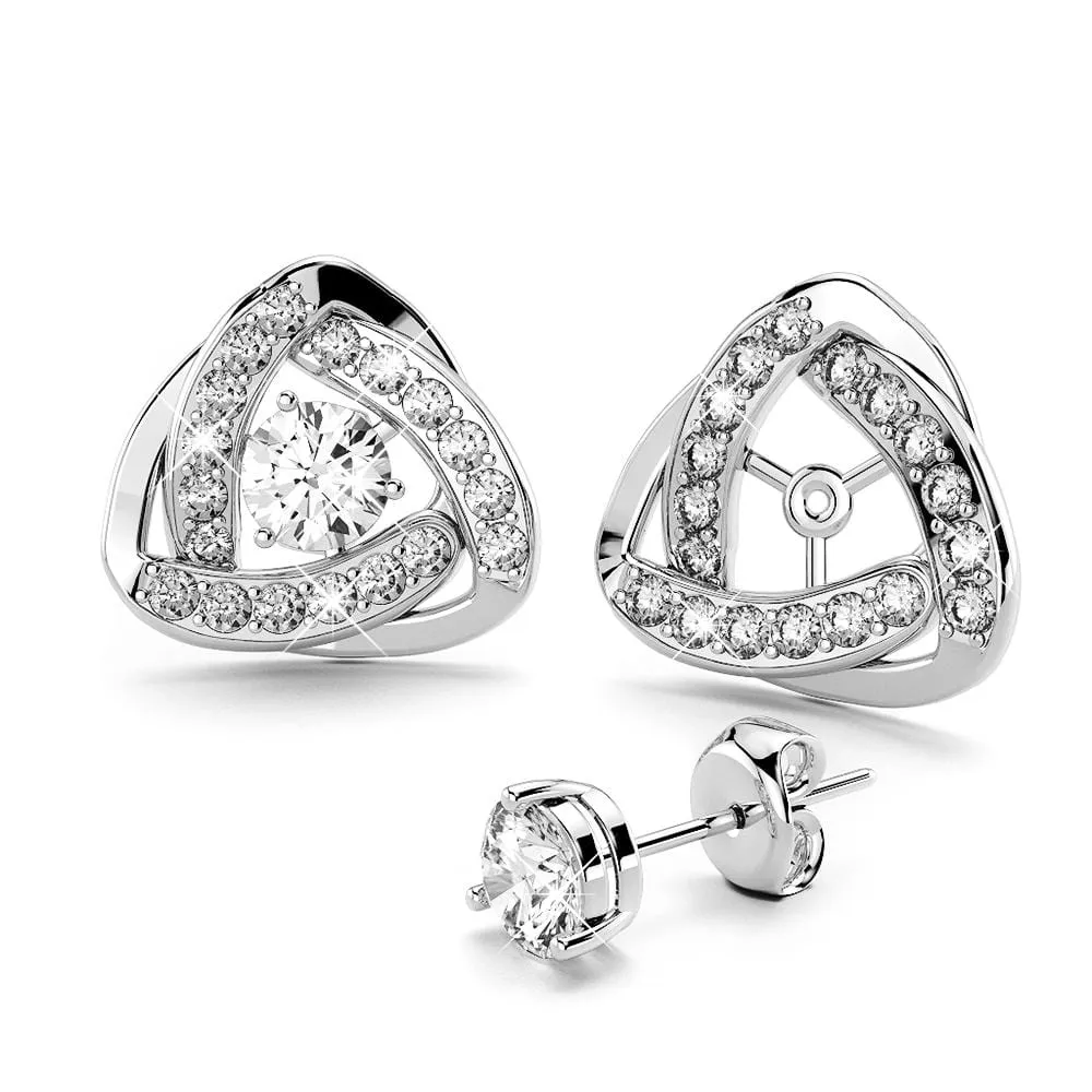 Boxed 2 Pairs Celtic Knot Stud Earrings Set Embellished with SWAROVSKI Crystals