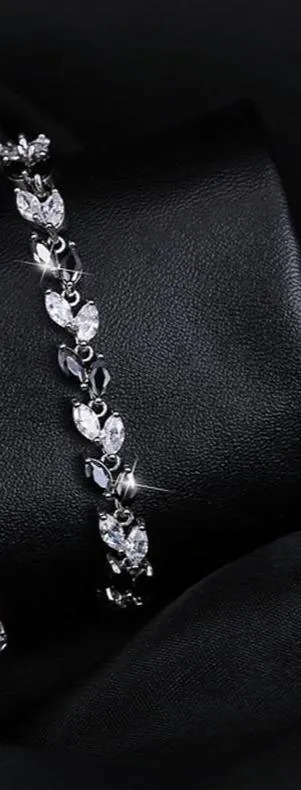 Bracelet Charm Jewelry Trendy 2021 Cubic Zirconia Silver Color Leaf CZ Crystal Bangles