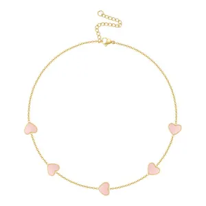 Brie - Pink Heart Choker Necklace