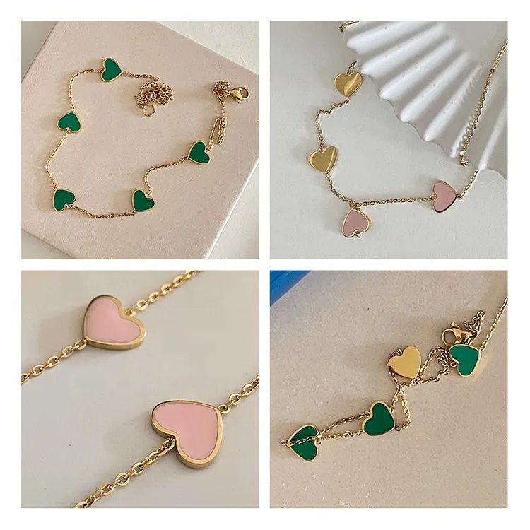 Brie - Pink Heart Choker Necklace