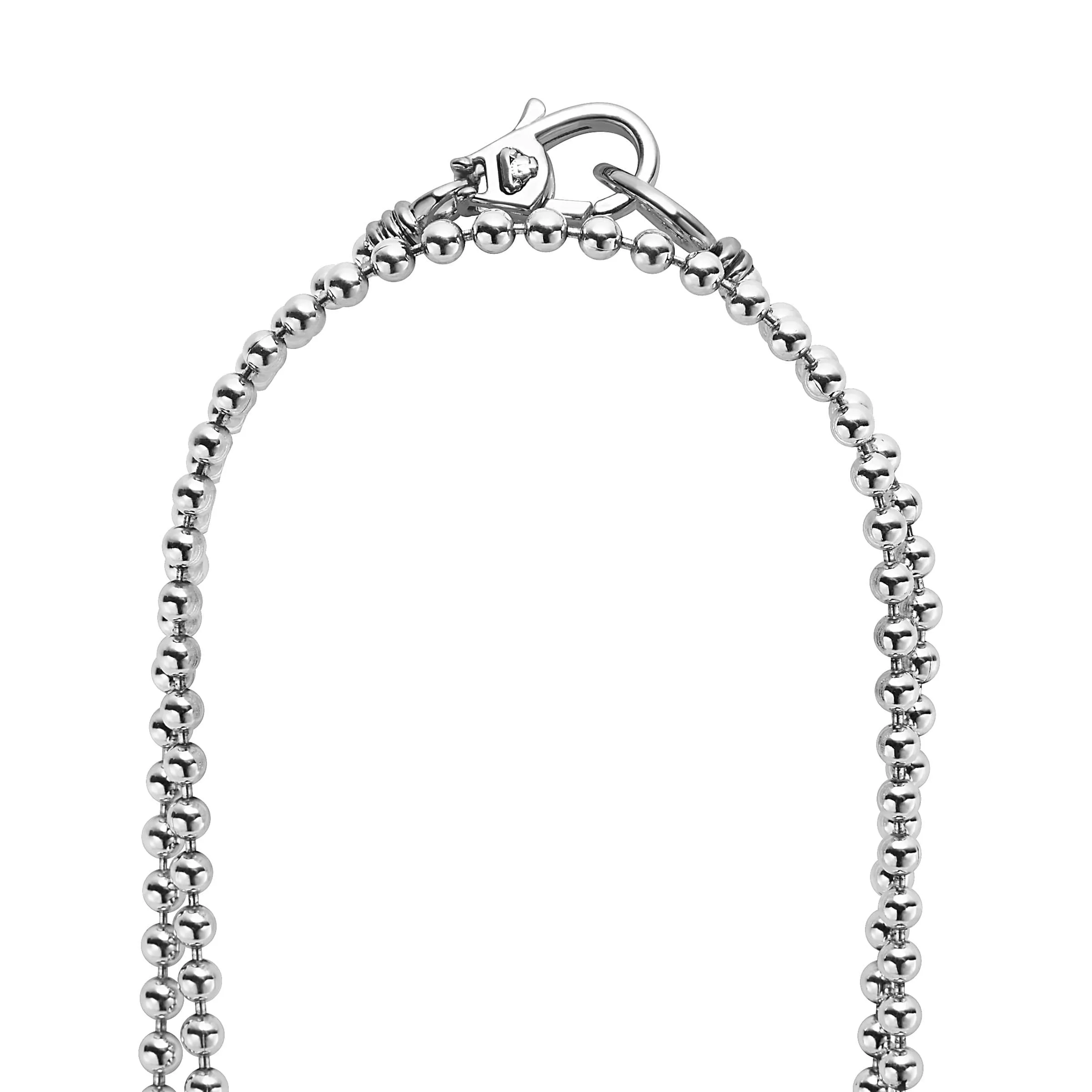 Caviar Icon Long Silver Caviar Beaded Necklace