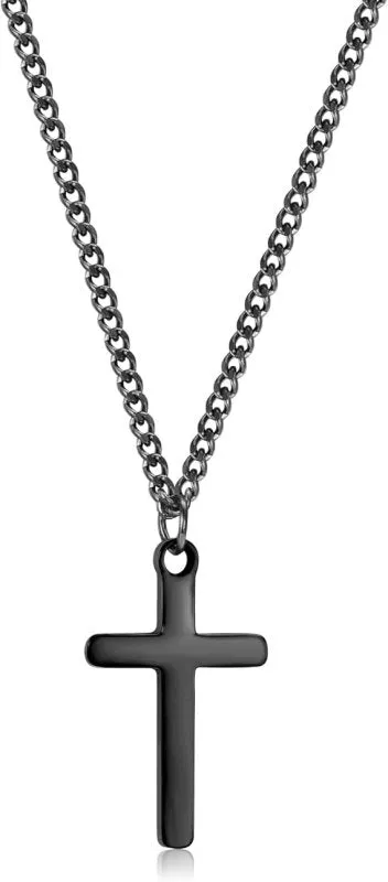 CERSLIMO Cross Necklace for Boys Girls, Stainless Steel Cross Chain Necklace with Chain-40 5CM | Silver/Gold/Black Small Size Cross Necklaces