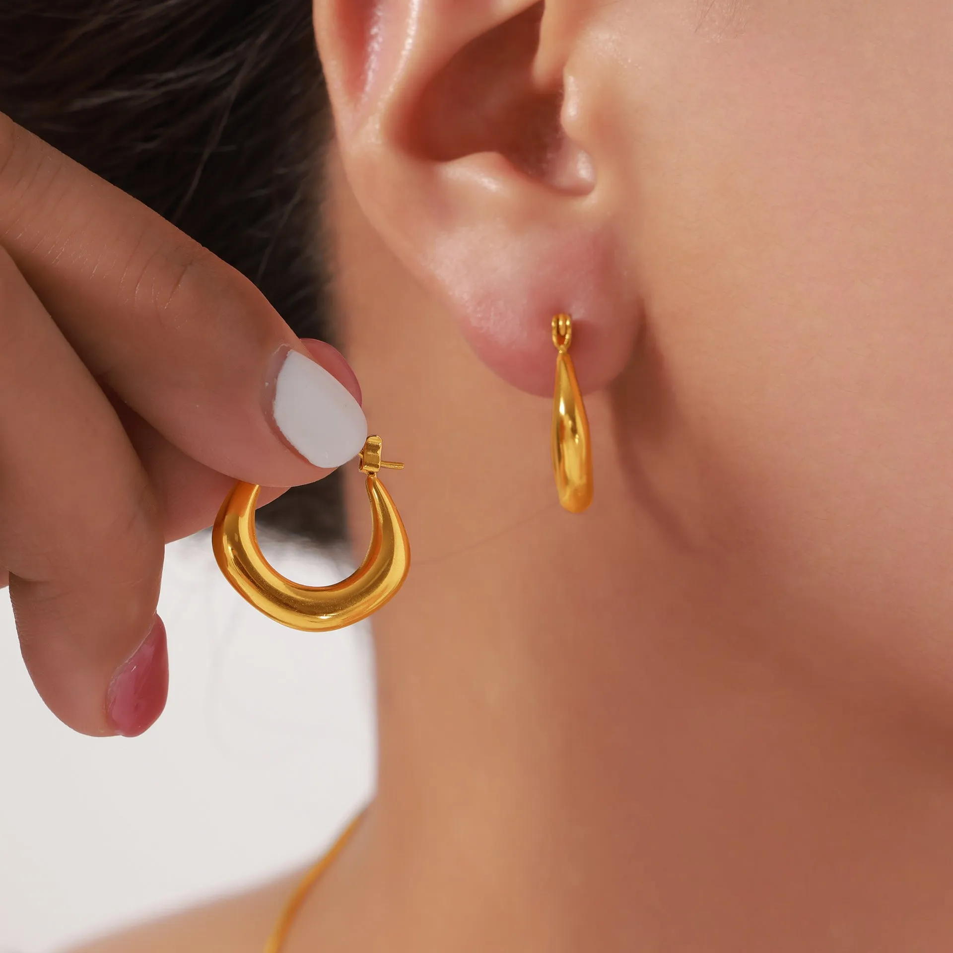 Chic and Elegant U-Shaped Gold-Plated Earrings by Planderful