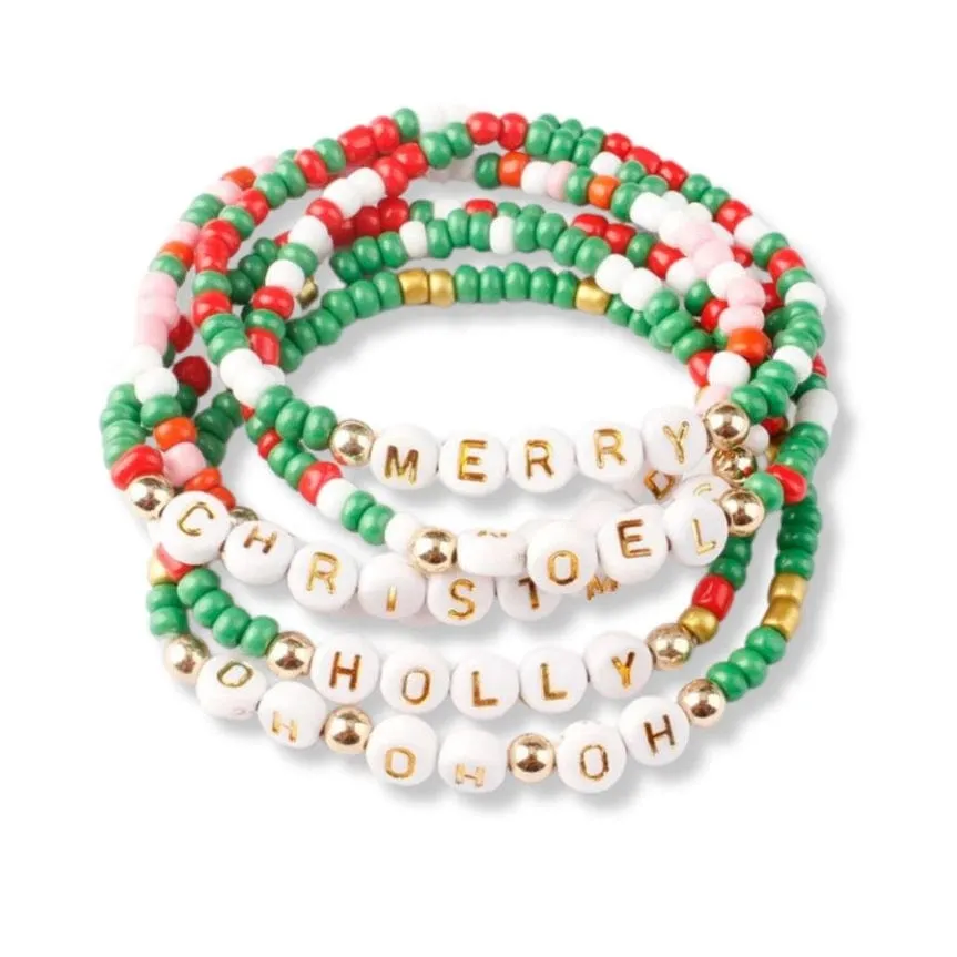 Christmas Holiday Beaded Friendship Stretch Bracelets