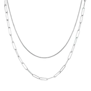 Chunky Chain Layered Necklace Silver