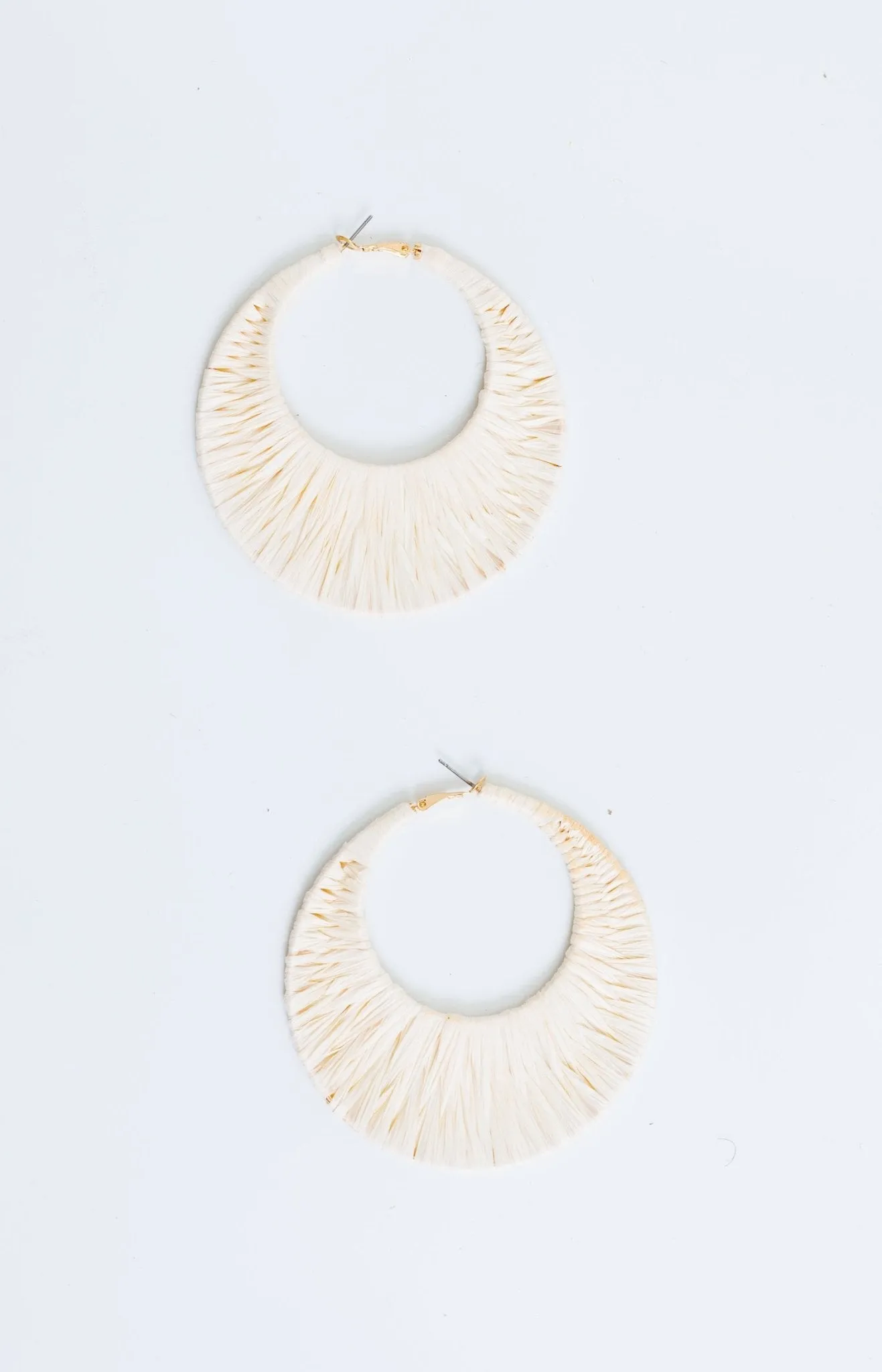 Ciara Woven Hoop Earrings, IVORY