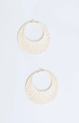 Ciara Woven Hoop Earrings, IVORY