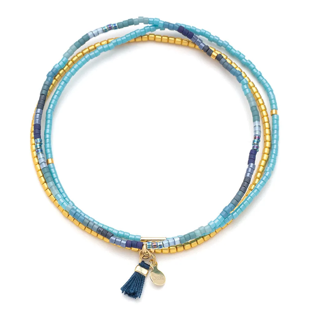 Cobalt Multi Gold Miyuki Bracelet Trio