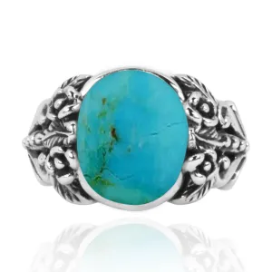 Compressed Turquoise Oxidized Silver Statement Ring