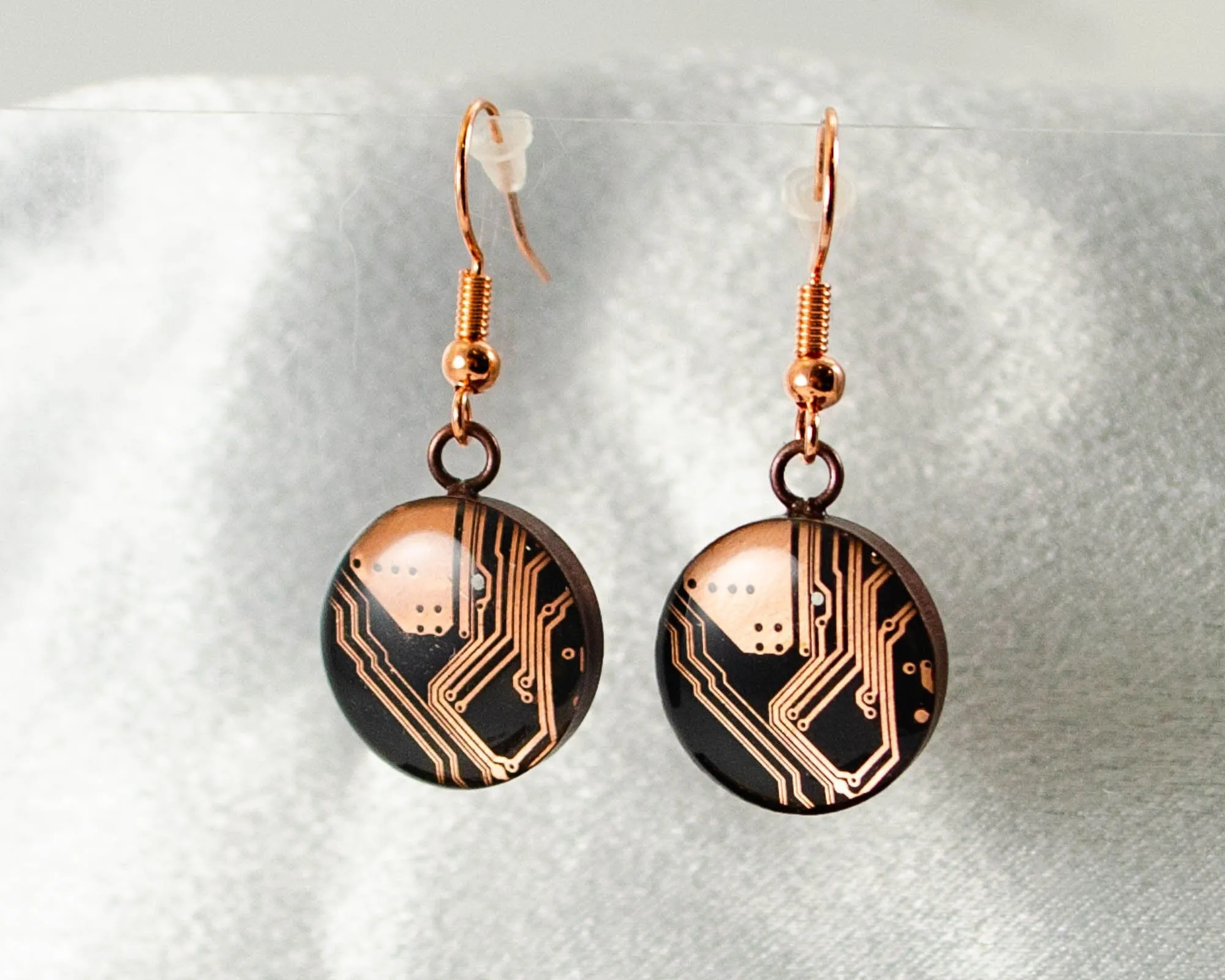 Copper Circuit Board Necklace and Earring Set, Recycled Computer Motherboard Jewelry