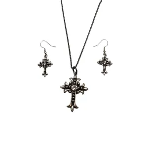 Cross Large Crystal Center Jewelry Set