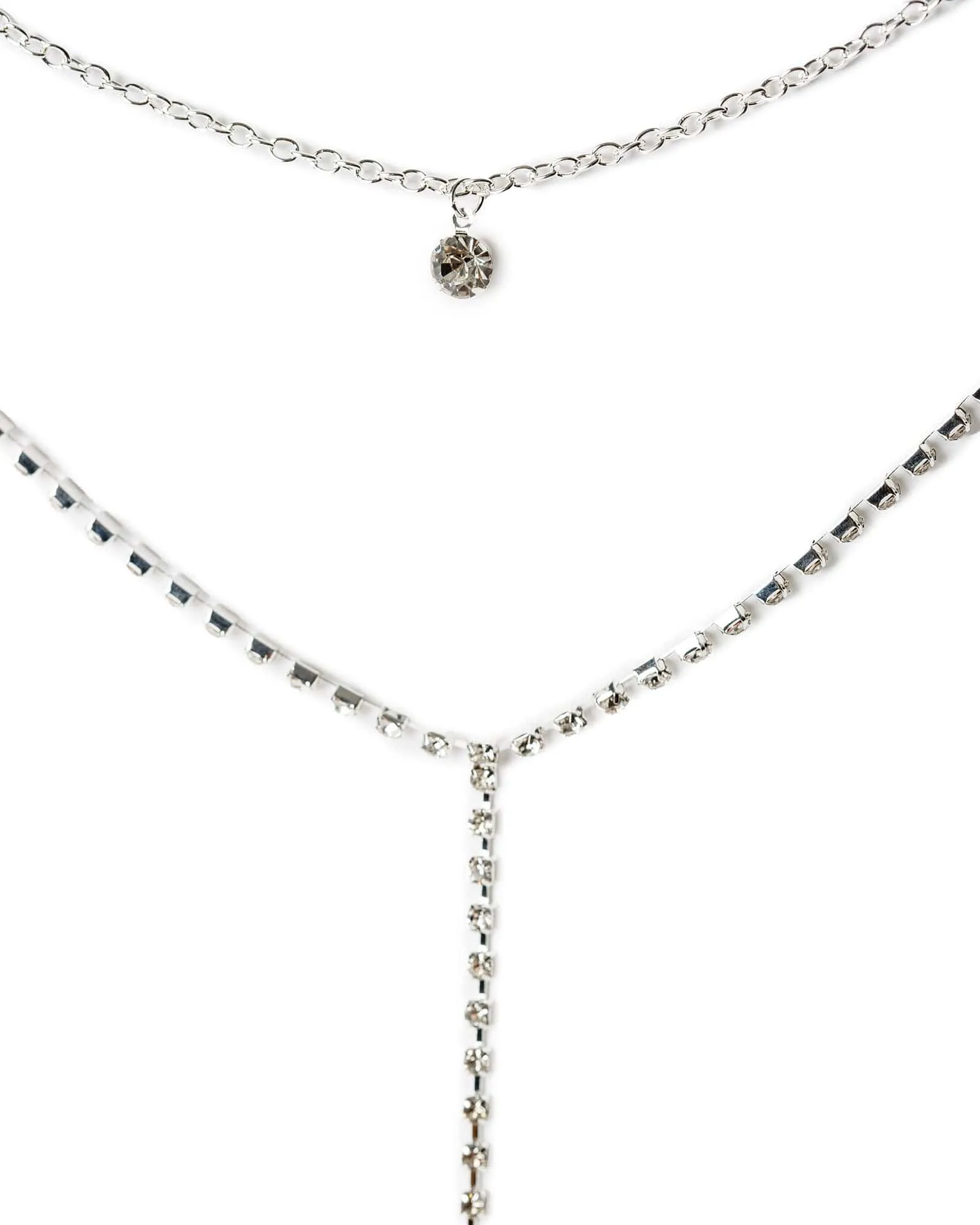 Crystal Pendant Statement Lariat Necklace