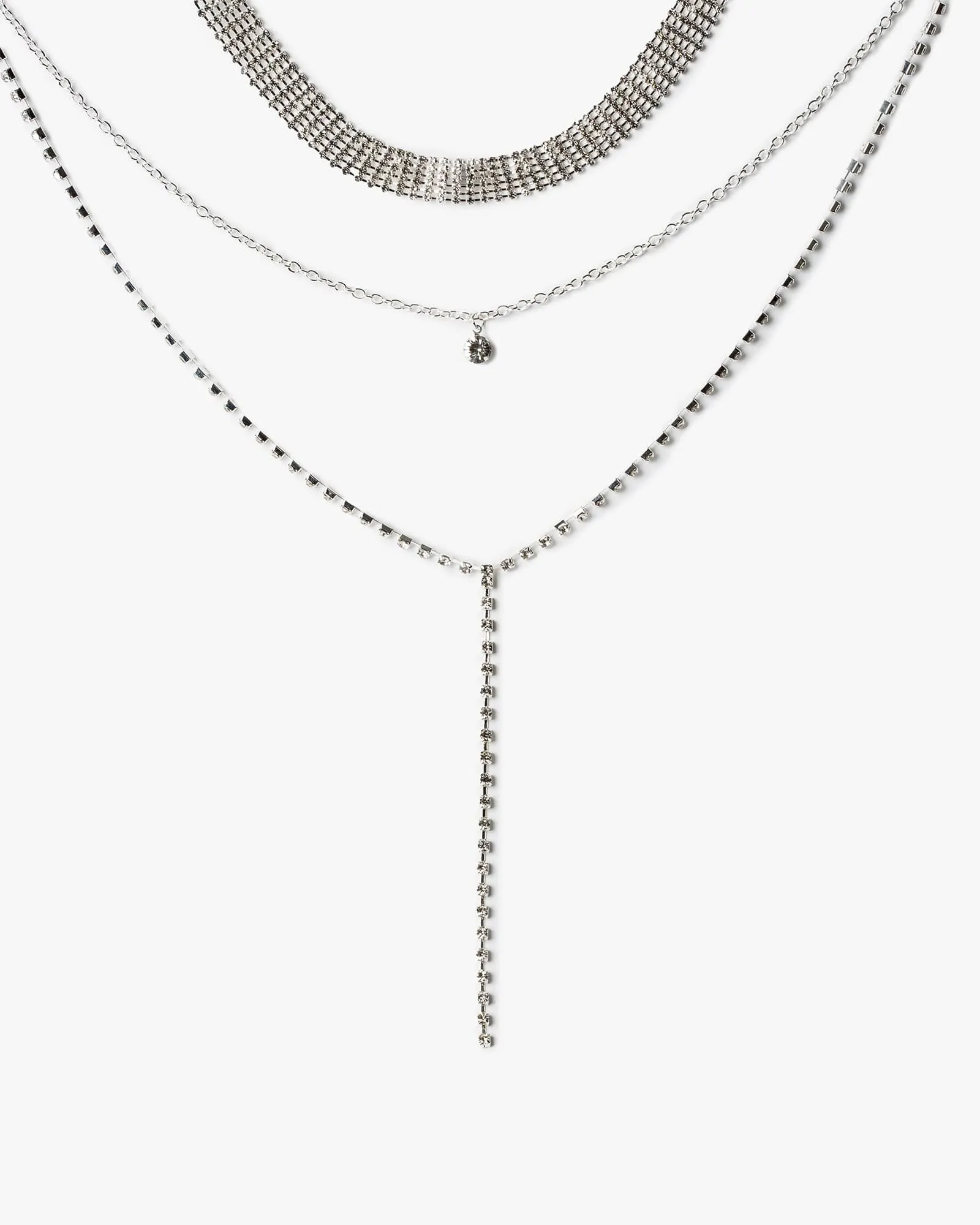 Crystal Pendant Statement Lariat Necklace