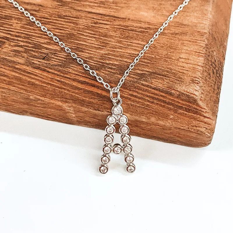 CZ Crystal Initial Necklaces in Silver