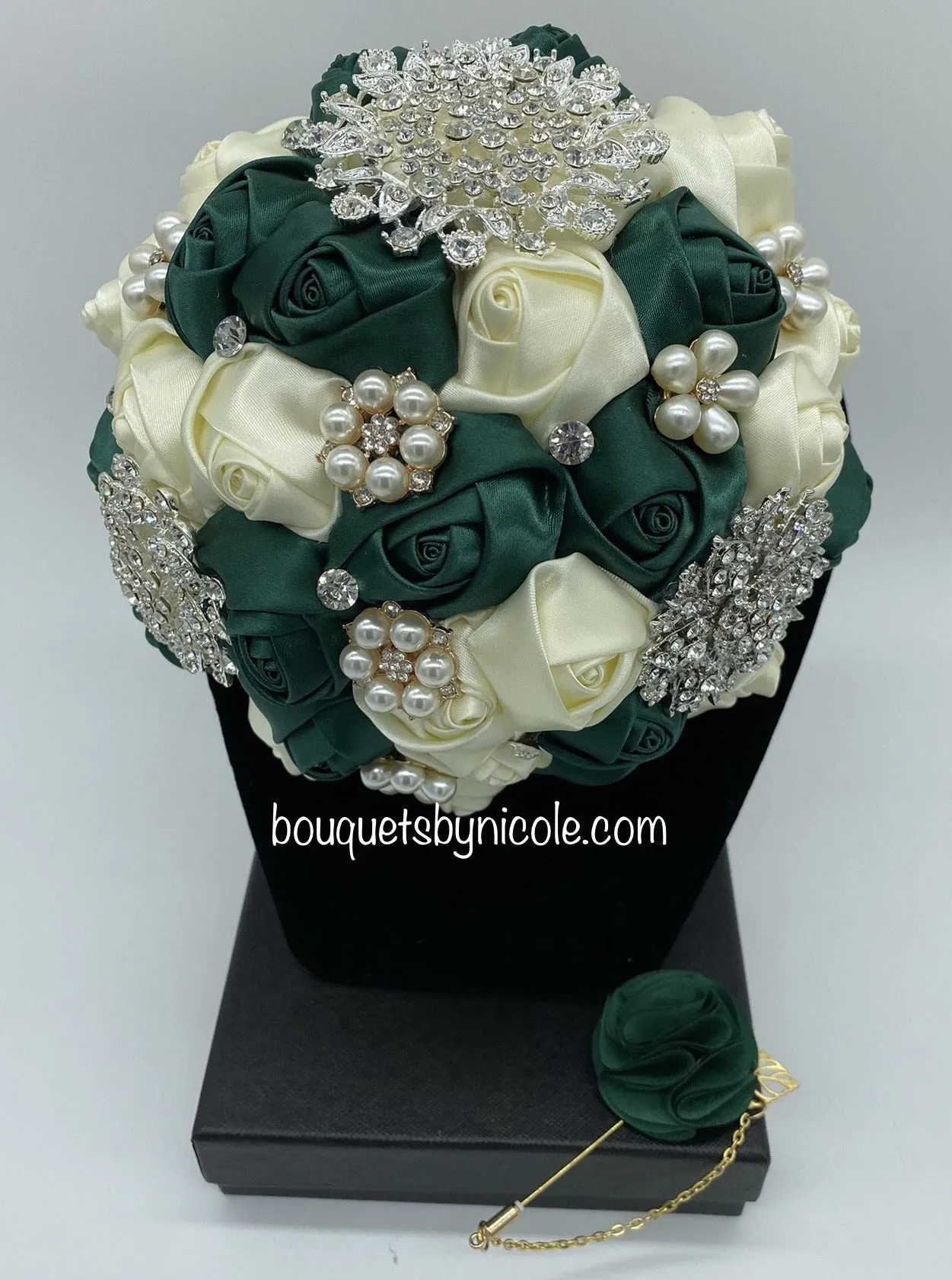 DEONA ~ Satin Roses Brooch Bouquet or DIY KIT