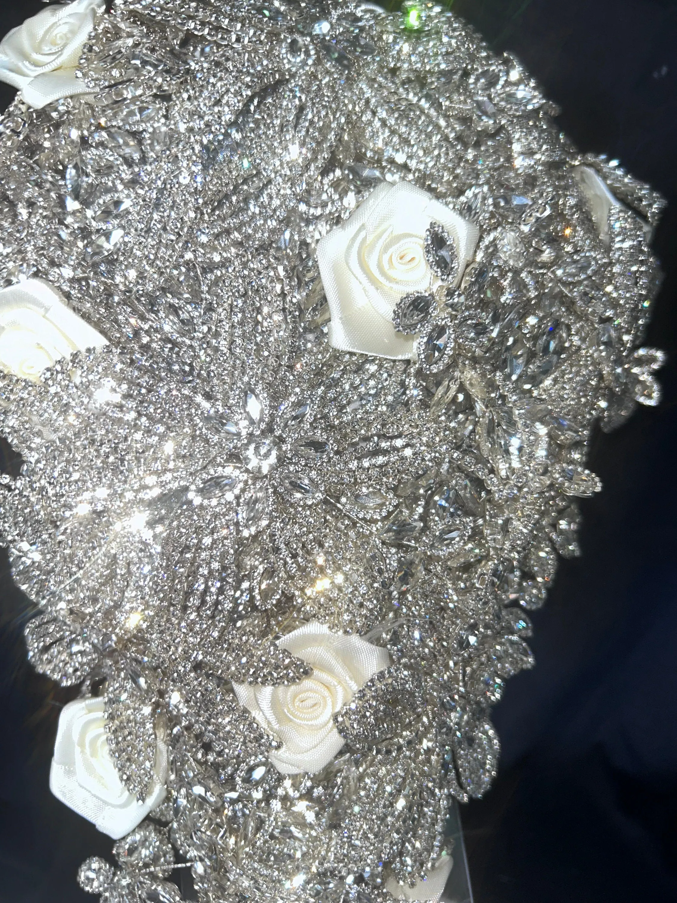 Diamante bouquet, rose &  brooch Jewel rhinestone crystal wedding bouquet Crystal Bridal Bouquet, rose cascade bouquet Crystal wedding uk