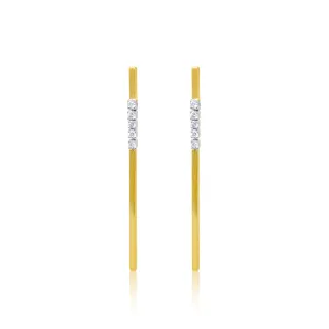 Diamond and Gold Bar Earrings