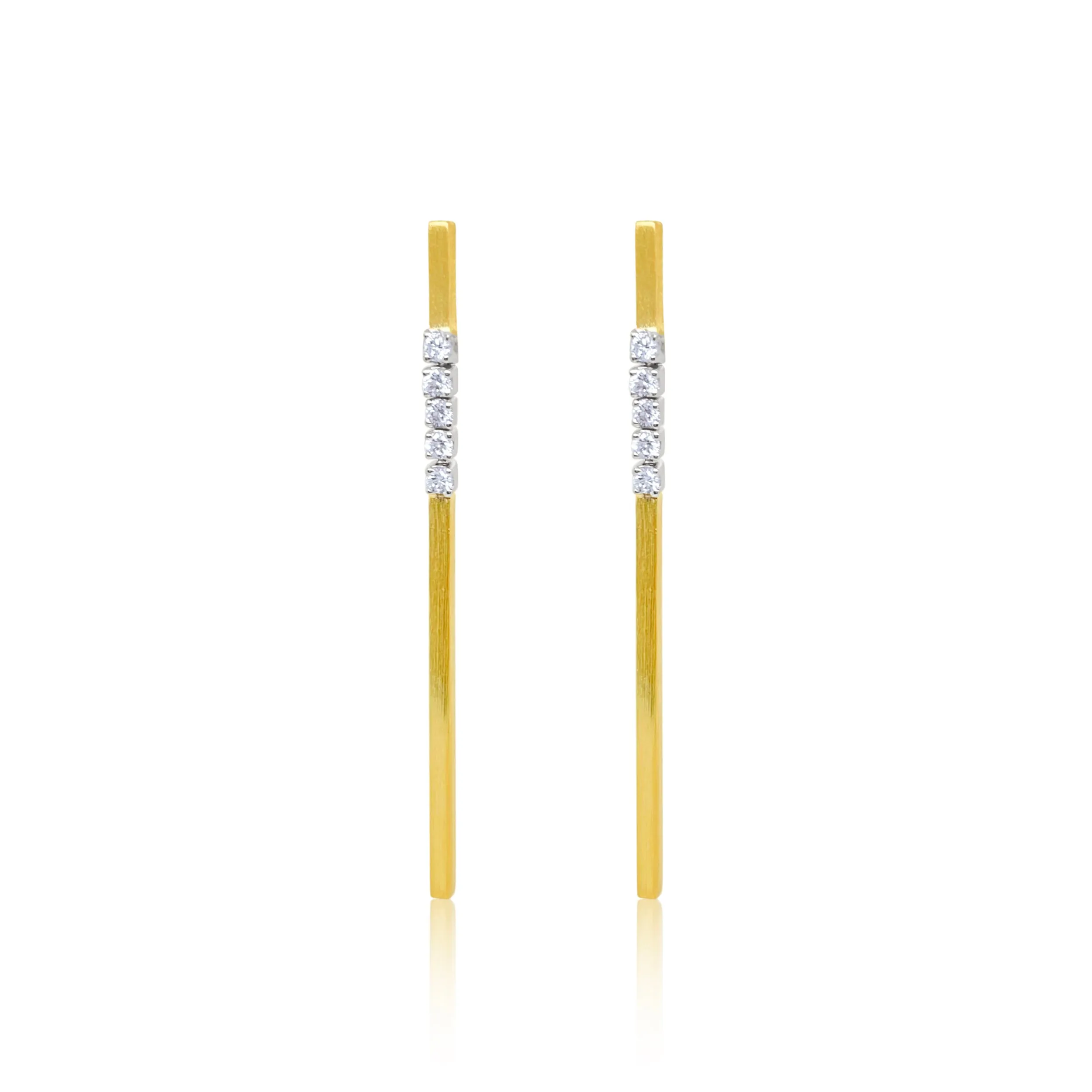 Diamond and Gold Bar Earrings