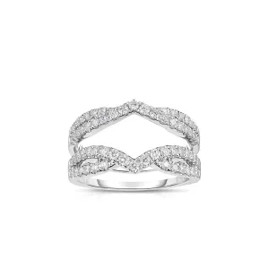 Diamond Split Prong Jacket Style Ring with Two Row Crossover