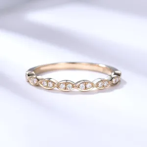 Diamond Yellow Gold Wedding Ring Marquise Art Deco